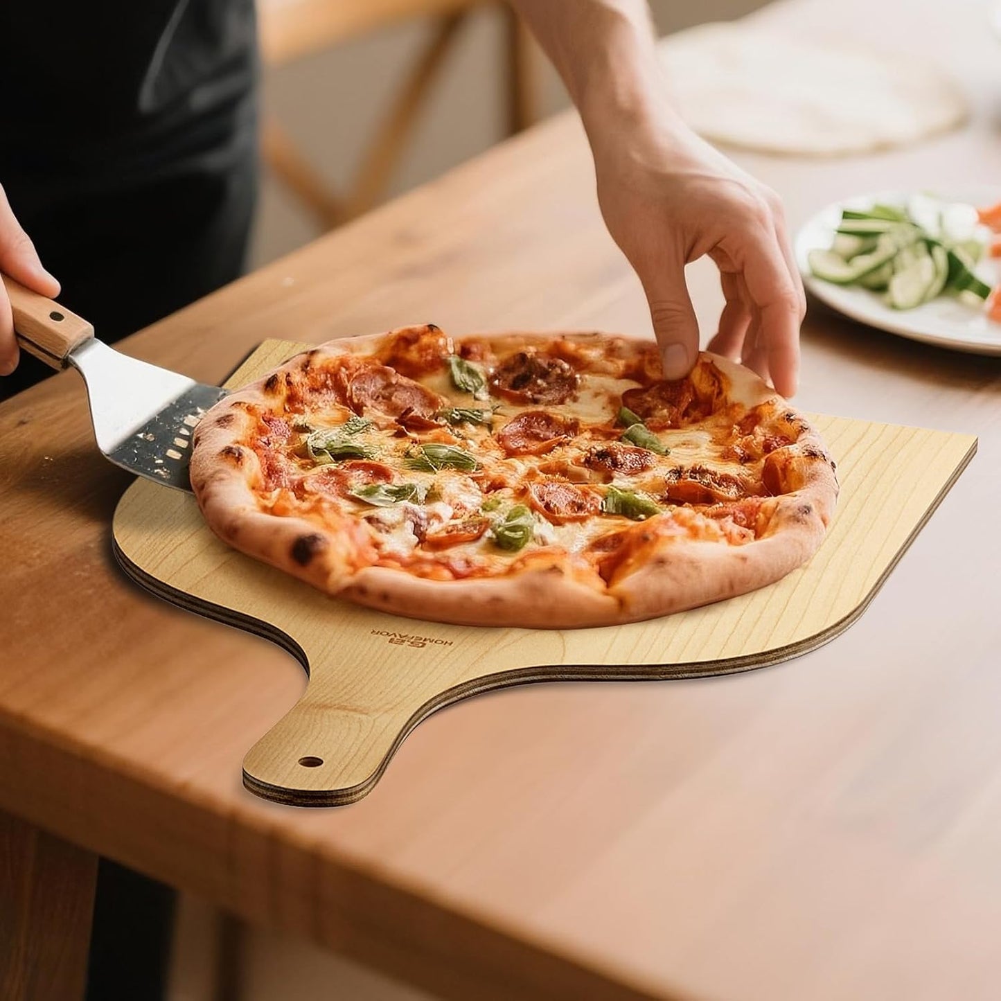 G.a HOMEFAVOR 2 Pack Wooden Pizza Peel - Pizza Paddle Spatula 12 inch with Wood Handle, Oven Accessory for Pizza Making, Large Cutting Board for Transferring Pizza