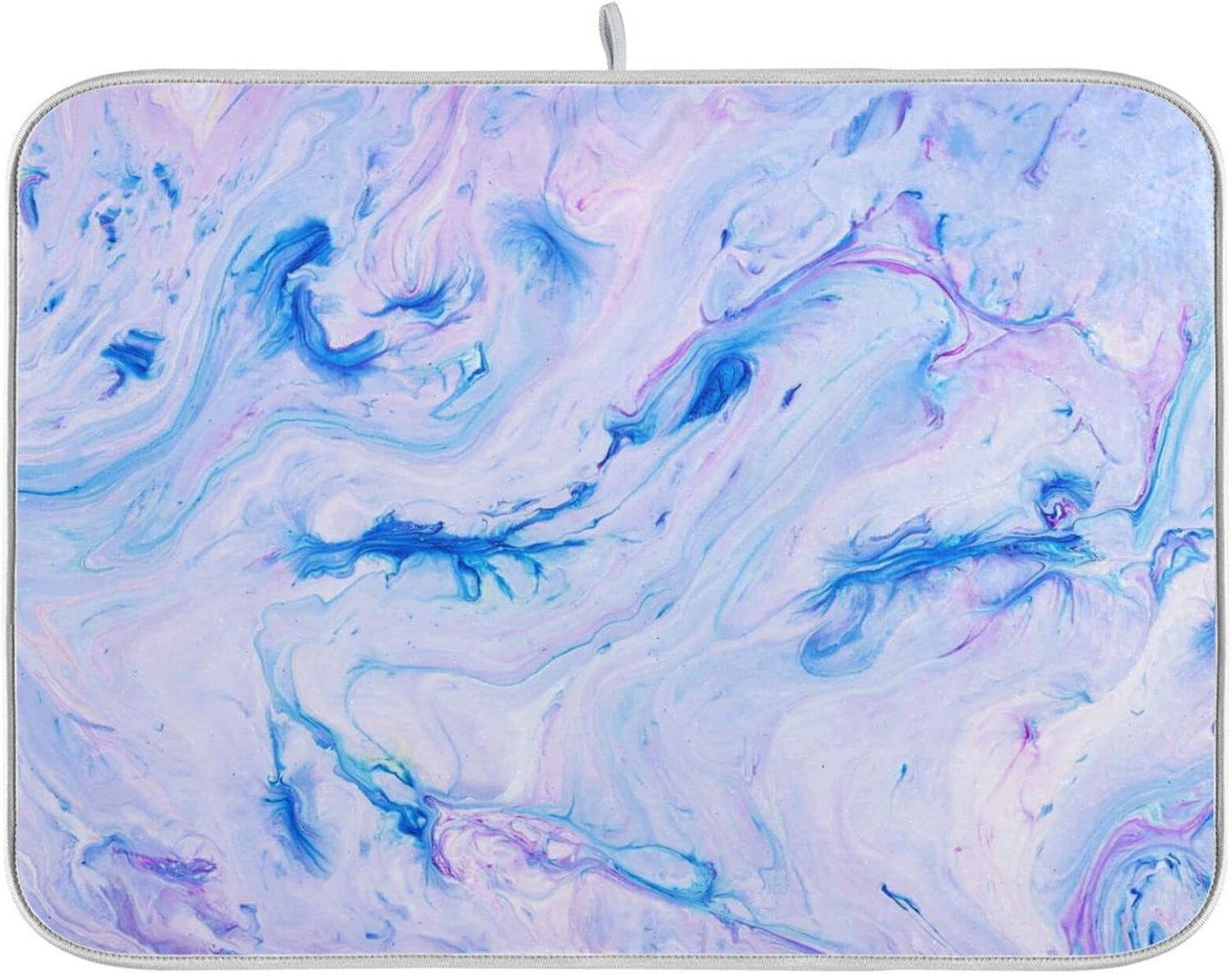 Super Absorbent Dish Drying Mat, Microfiber Fast-Drying Dish Mat, 24" x 18", Kitchen Dish Drying Pad, Marble Blue Pink