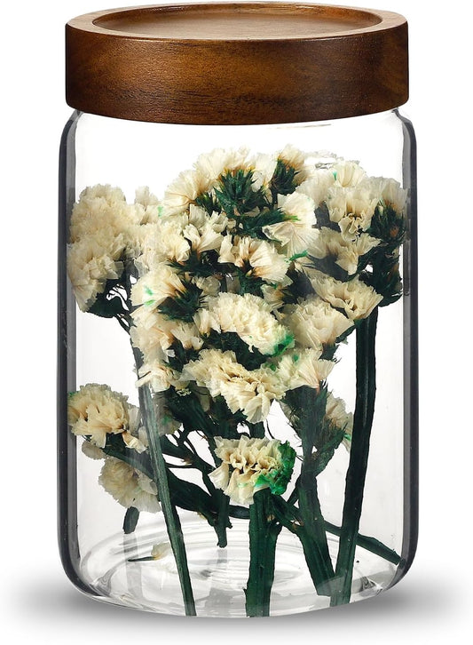 Glass Spice Jar Coffee Sugar Container Airtight Glass Jar Food Storage Canisters Bottle for Kitchen Seasoning Tea Herb Overnight Oats Bar Parfait Snacks (900ml/30oz-1Pcs)