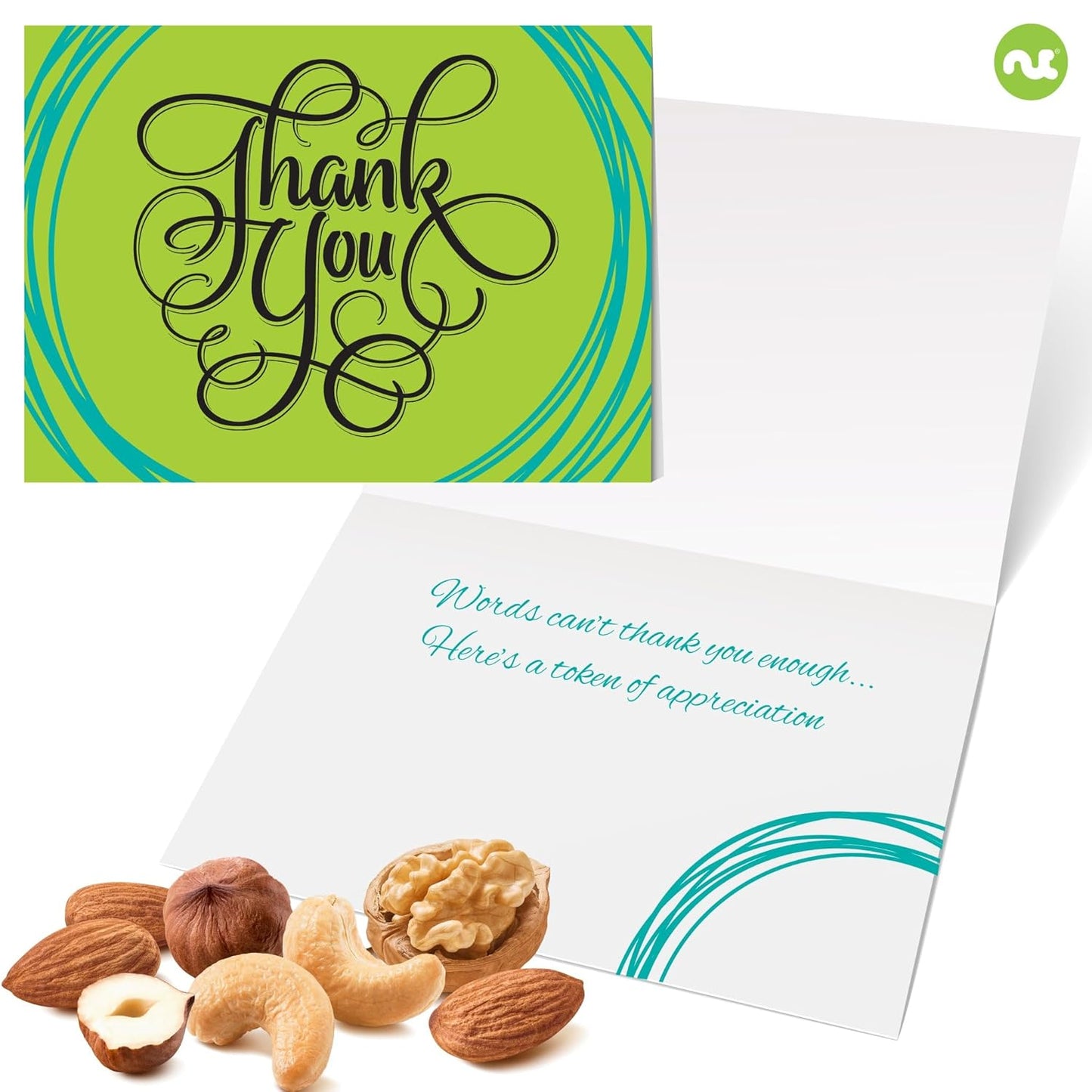 NUT CRAVINGS Gourmet Collection - Thank You Appreciation, Nuts & Dried Fruits Tower Gift Basket, with TY Ribbon + Greeting Card (12 Assortments) Food Arrangement, Healthy Snack, Food Assortments