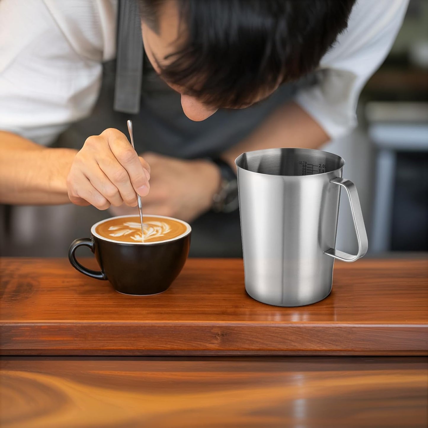 3 Pieces Stainless Steel Measuring Cups Metal Pitcher with Oz and ML marking Measuring Cup with Handle and Pour Lip, 16 Ounce (2 Cups), 32 Ounces (4 Cup), 64 Ounces (8 Cup)