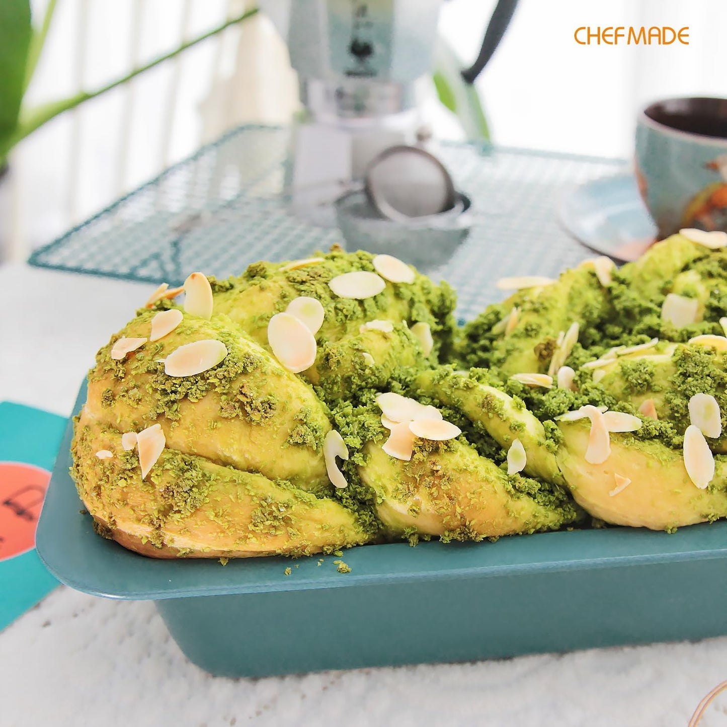 CHEFMADE Bread Loaf Pan, 8.5" x 4.5" Nonstick Meatloaf Pan, Bakeware for Oven Baking，Homemade Bread （Green）