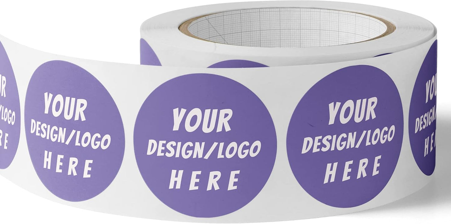 150 Custom Circle/Square BOPP Roll Labels- Personalized Stickers for Business Logo, Party, Wedding Favor, Baby Shower-Any Design Text + Image, Matte/Gloss Finish (2.5 Inch Square)