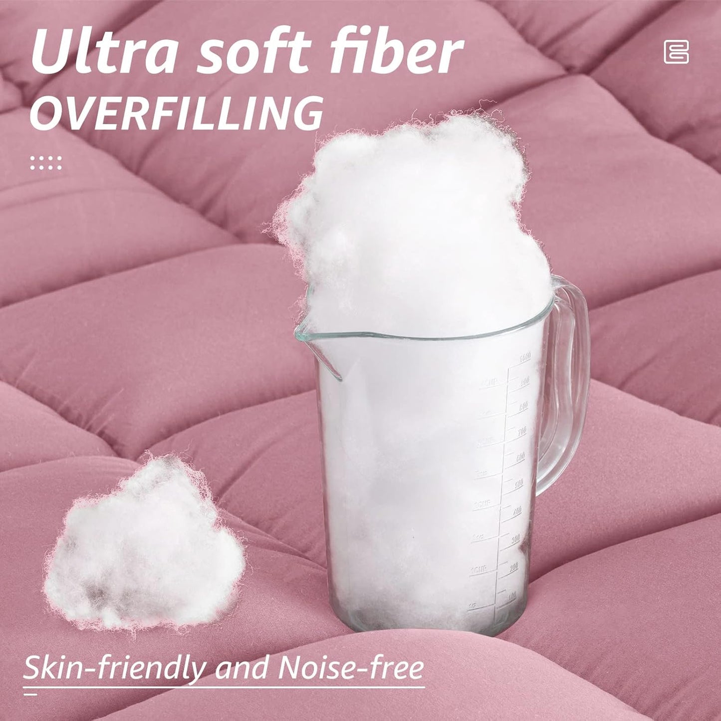 HYLEORY All Season California King Size Bed Comforter - Cooling Down Alternative Quilted Duvet Insert with Corner Tabs - Winter Warm - Machine Washable - Pink