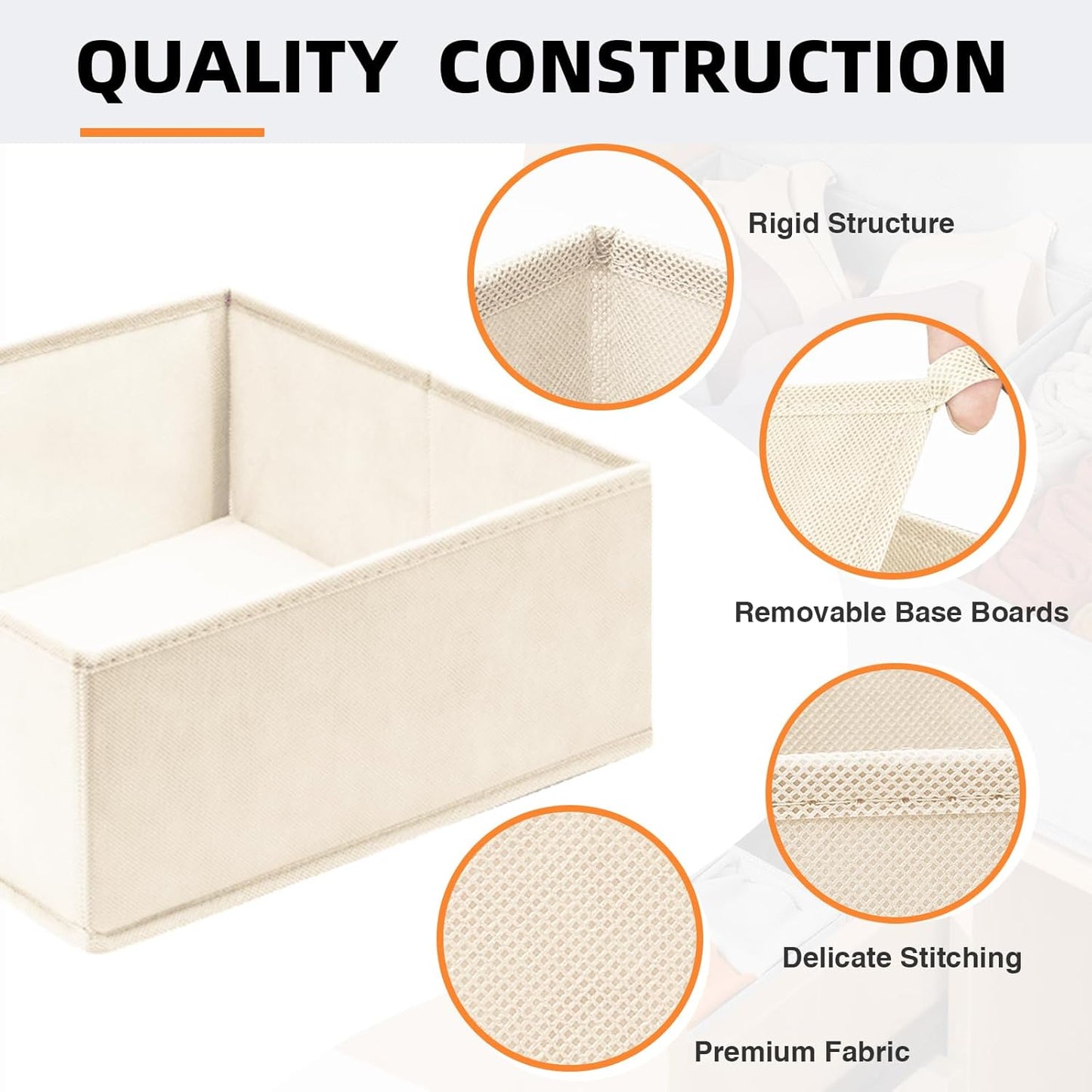 Criusia Drawer Organizer Clothes, 20 Pack Dresser Organizer Bins for Nursery Bedroom, Closet Organization and Storage Dividers for Clothing, Baby Clothes, Underwears, Socks (Beige)