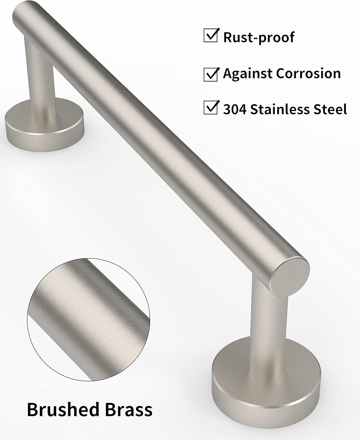 12 Inches Brushed Towel Bar for Bathroom Kitchen Hand Towel Holder Dish Cloths Hanger SUS304 Stainless Steel RUSTPROOF Wall Mount (Brushed Grey 12-inch)