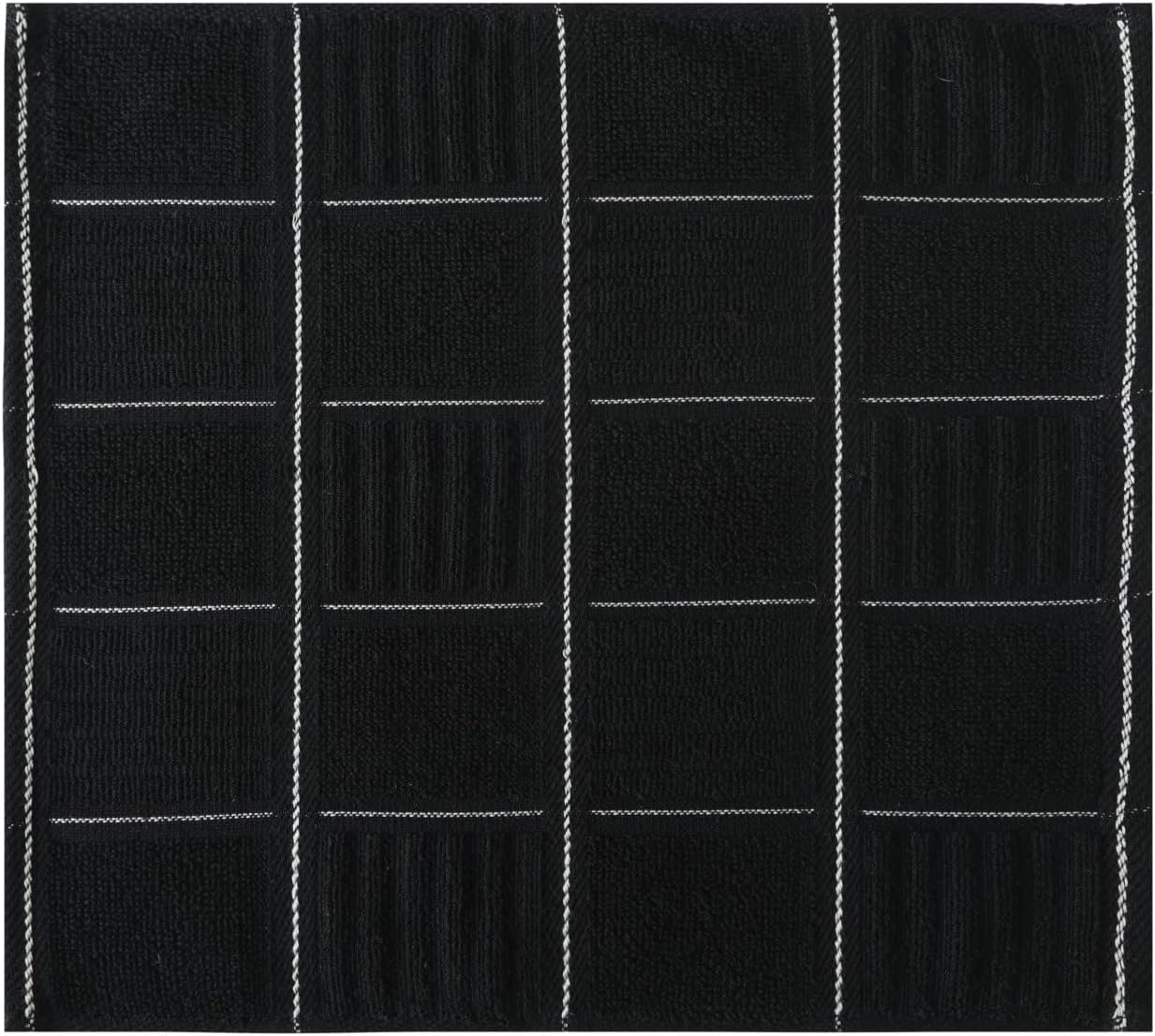 Glynniss Dish Cloths for Kitchen Washing Dishes, Super Absorbent Dish Rags, Cotton Terry Cleaning Cloths Pack of 8 (Black, 12x12 inches)