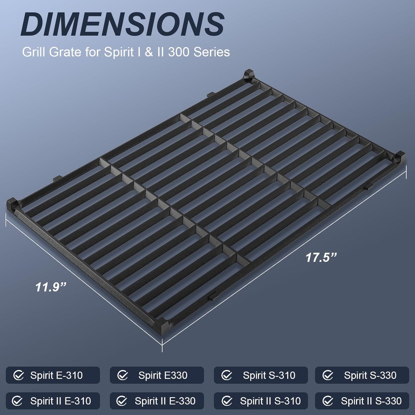 Grill Parts for Weber Spirit e310, 17.5" Grill Grates for Weber Spirit 300 and Spirit II 300, Spirit E/S310 E/S315 320 330 SP320, Spirit 700, Genesis 1000-3500, Gold & Silver B/C Gas Grill, 7638 7639
