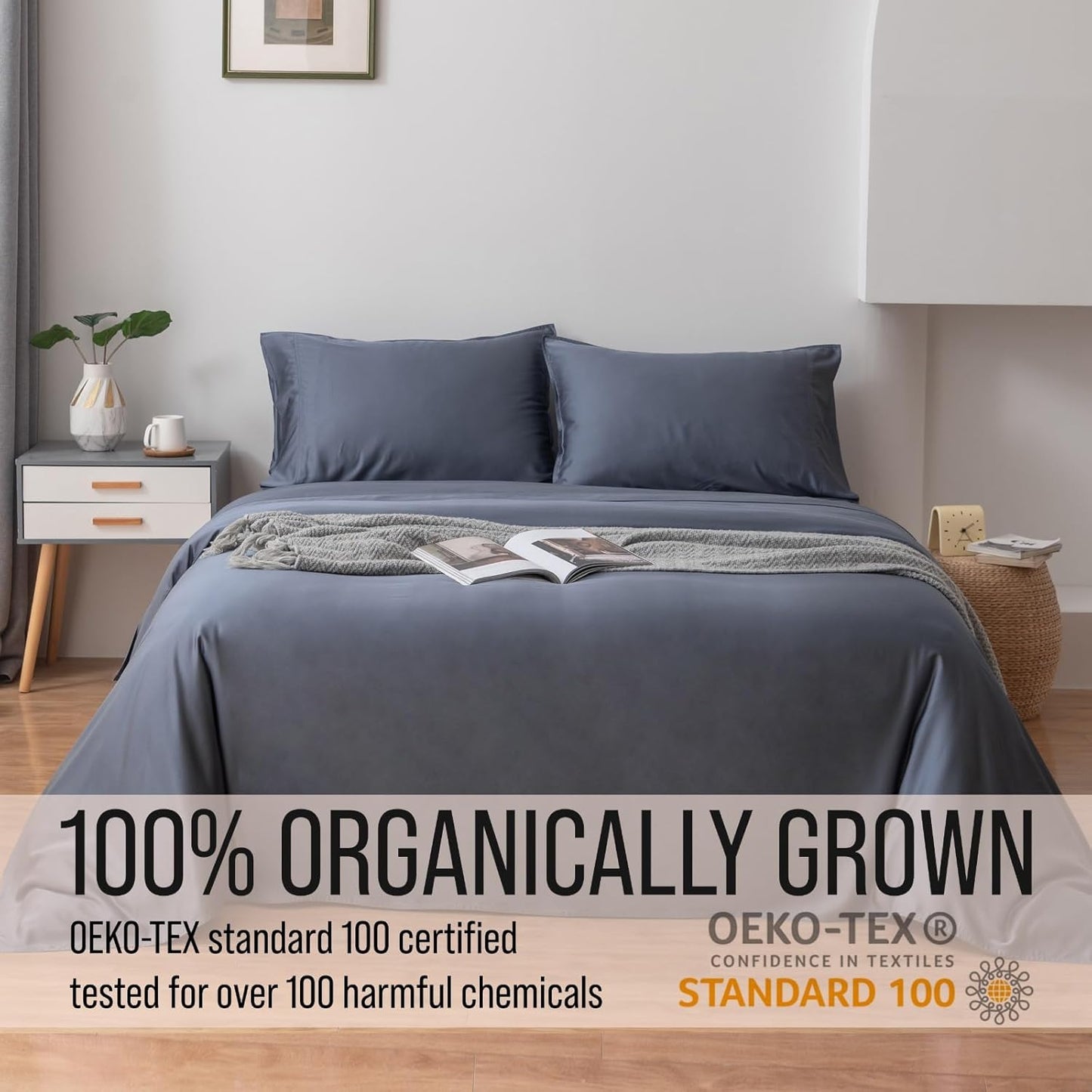 Bella Coterie Luxury Bamboo Viscose Full Size Sheet Set | 100% Organically Grown | Ultra Soft | Cooling for Hot Sleepers | 18" Deep Pocket [Slate Blue]