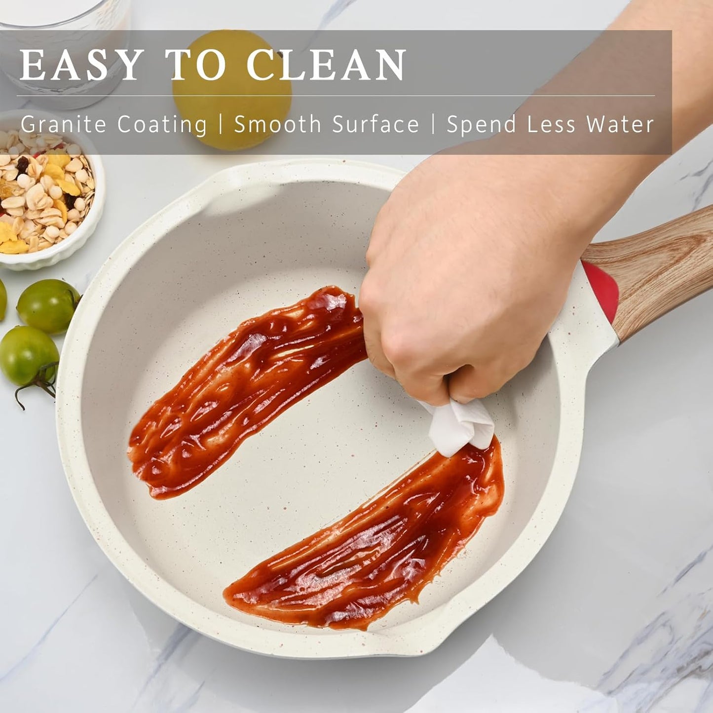 VINCHEF Nonstick Saucepan with Lid, 3QT Sauce Pan with Stay Cool Handle, Non Stick Small Cooking Pots Induction pot, Dishwasher Safe, Compatible for All Stove Top, PFAS and PFOA Free White