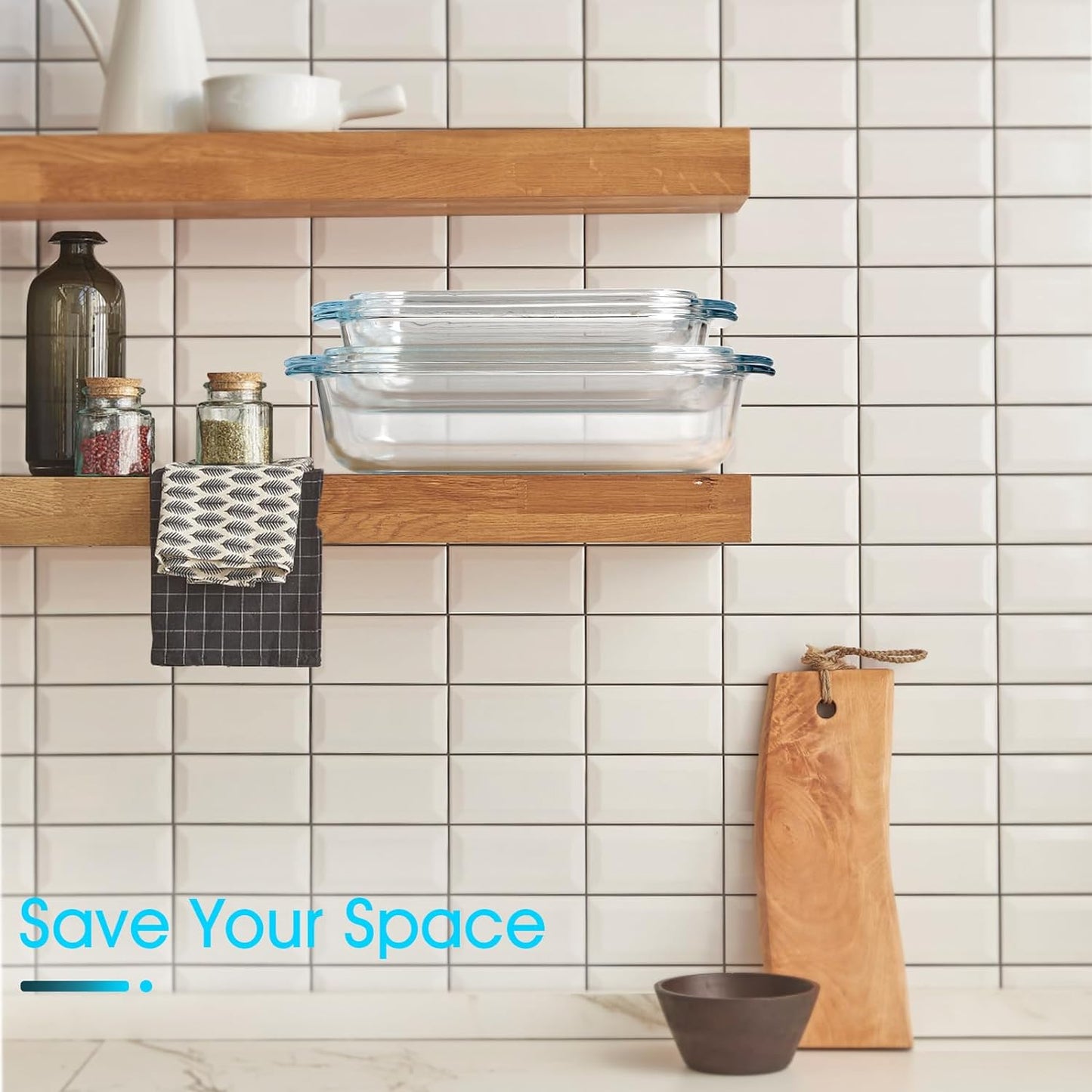 NUTRIUPS 1.4QT Small Glass Casserole Dish With Lid, 8.5×6.1in Rectangular Casserole Dish for Oven