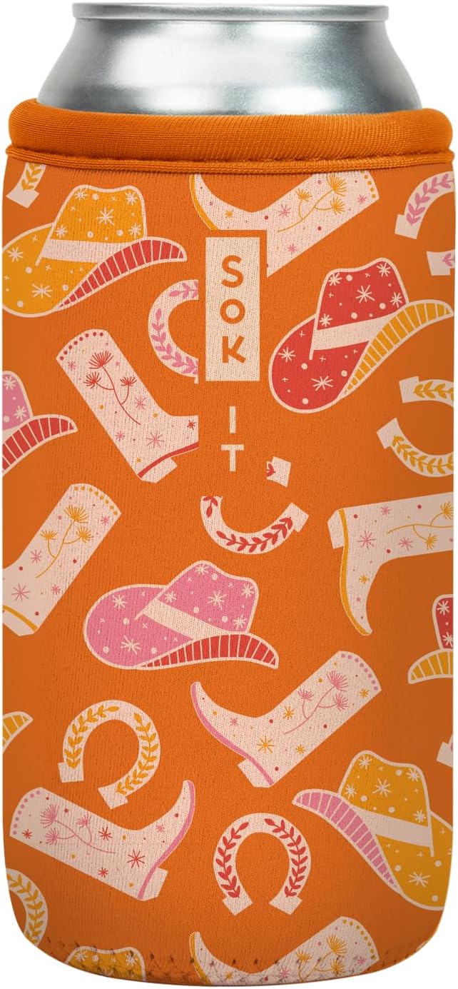 Sok It CanSok Sleeve for Beer & Soda Insulated Neoprene Cover (Cowgirl Couture, 16oz Can Sleeve)