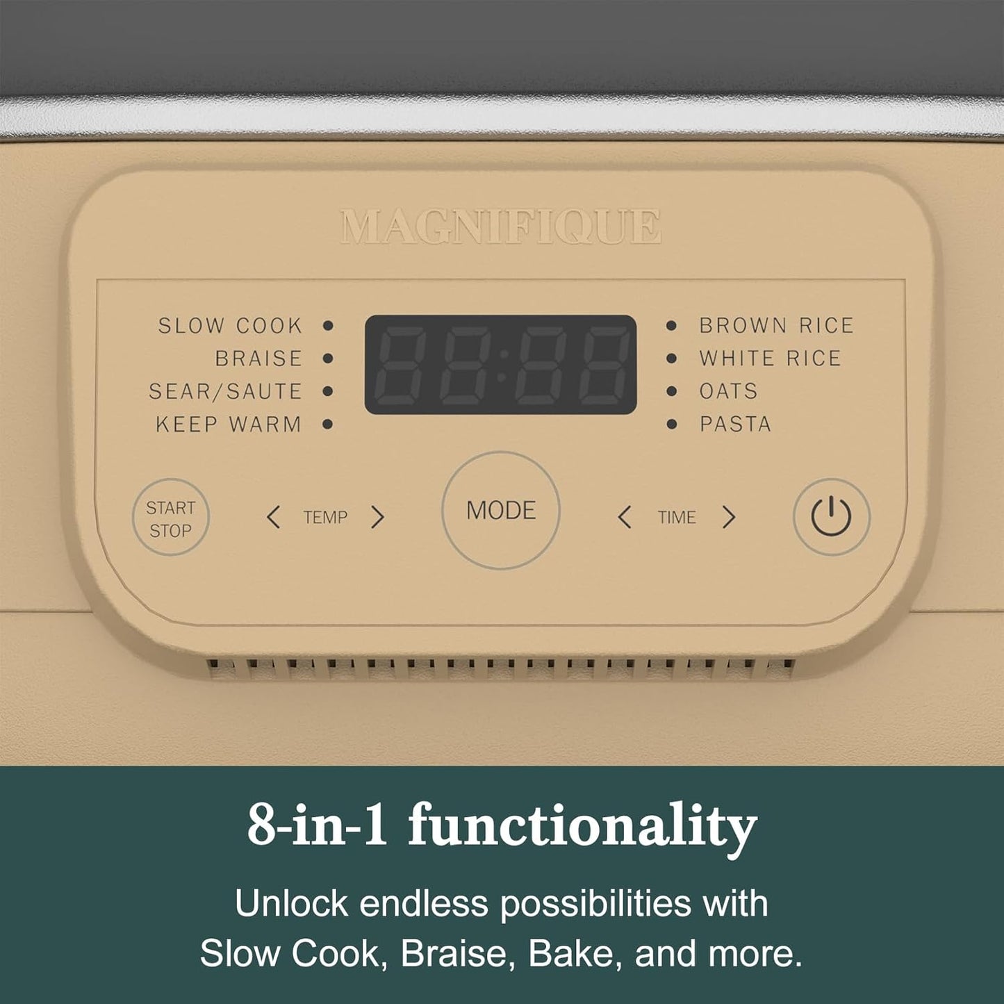 MAGNIFIQUE 6 Quart Multi-Cooker, with 8-in-1 Casserole Programmable Slow Cooker, Dutch Oven, Pasta, Nonstick, Oven Safe Pot to 500°F Brown Sugar