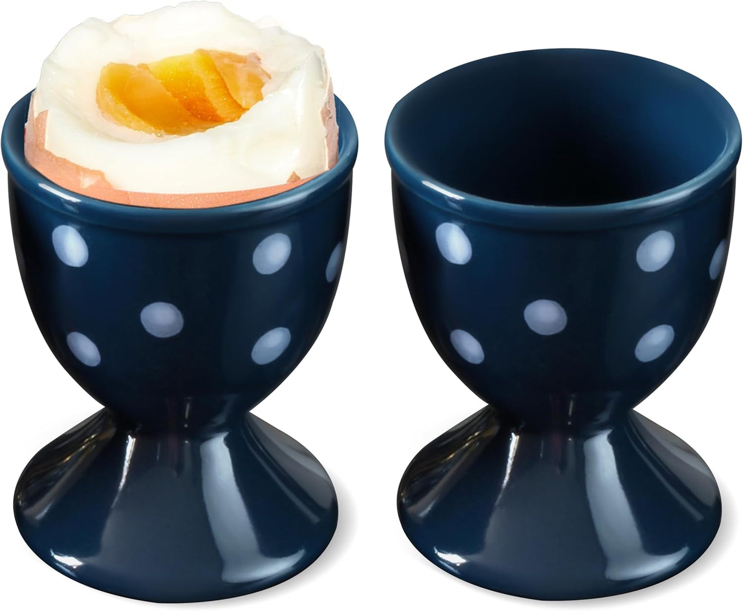 Cinf Easter Ceramic Egg Cup Blue Set of 2 Porcelain Holder Breakfast Boiled Cooking Easy to Clean Childhood Memories Kitchen
