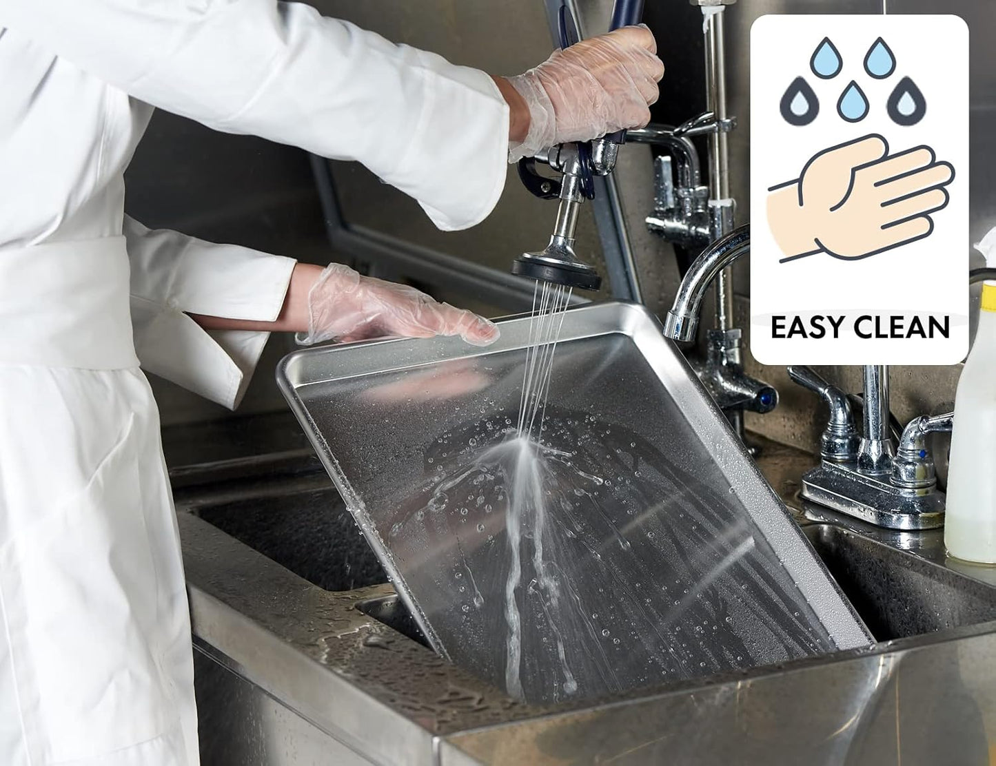 CURTA 6 Pack Aluminum Sheet Pan, NSF Listed Half Size 18 x 13 inch Commercial Bakery Cake Bun Pan, Baking Tray