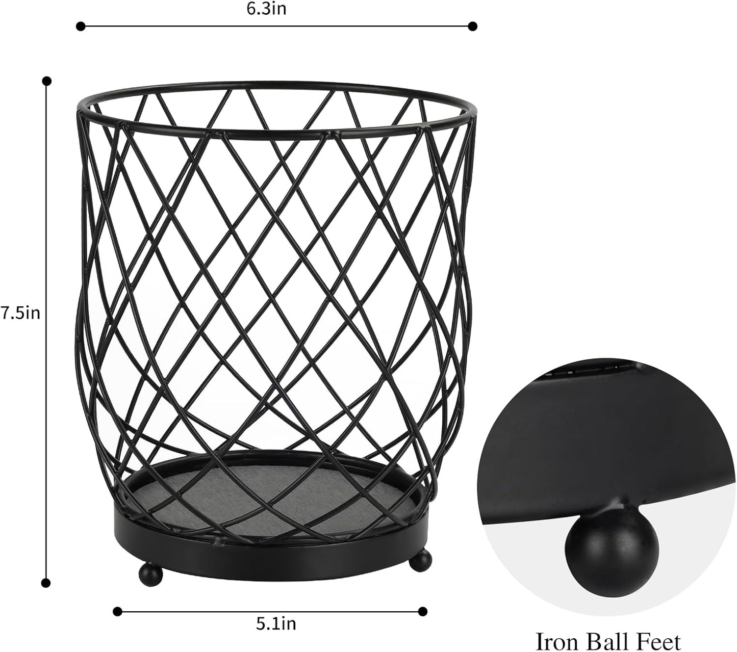 MACEVIA Utensil Holder for Kitchen Counter, Large Black Metal Organizer with Diatomaceous Earth Base, 6.3" x 5" x 7.5", Countertop Storage for Spoons, Spatulas and Cooking Utensils