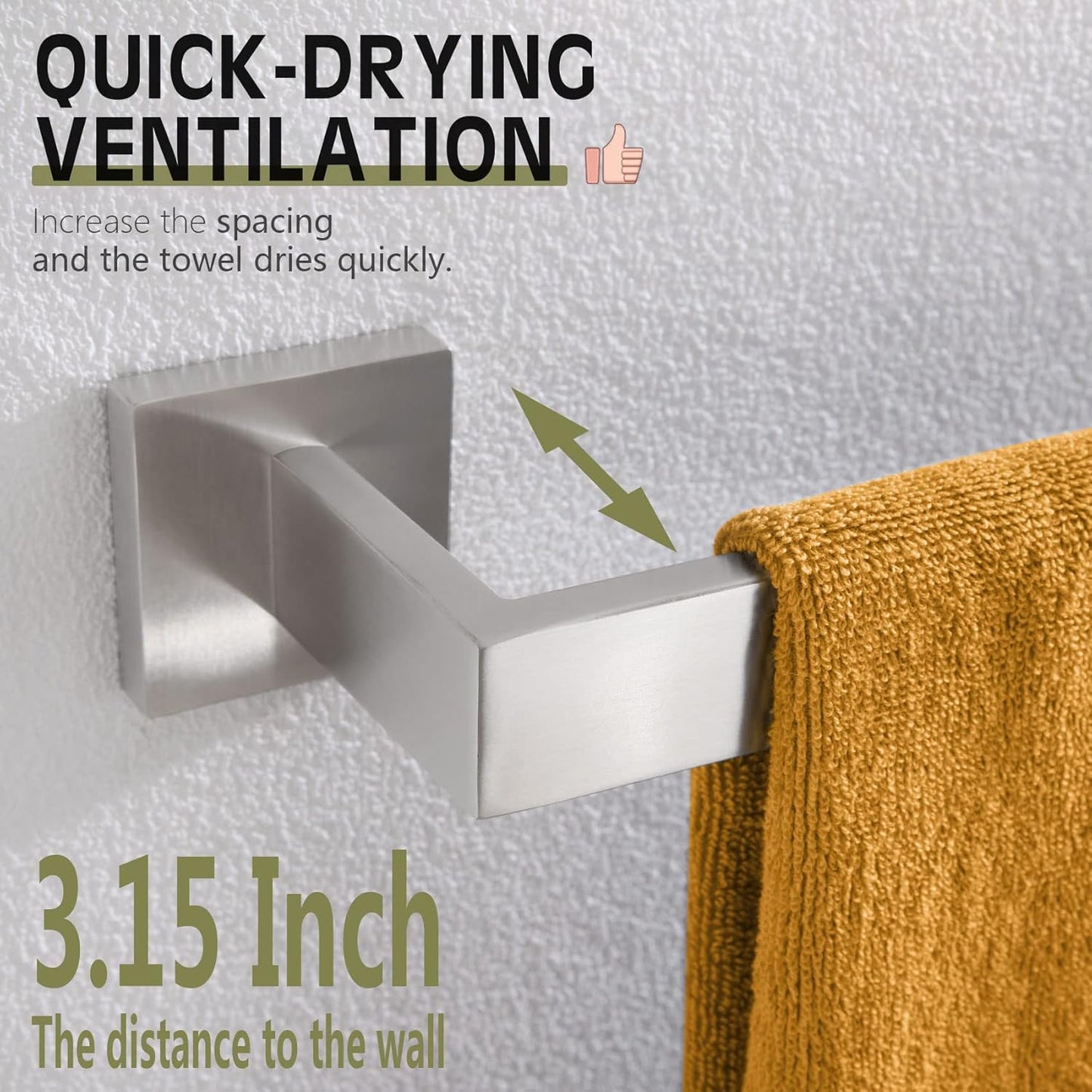 KOKOSIRI 32-Inch Single Towel Bar, Bathroom Kitchen Towel Holder, Wall Mounted SUS304 Stainless Steel Towel Rack, Brushed Nickel, B4003BR-L32