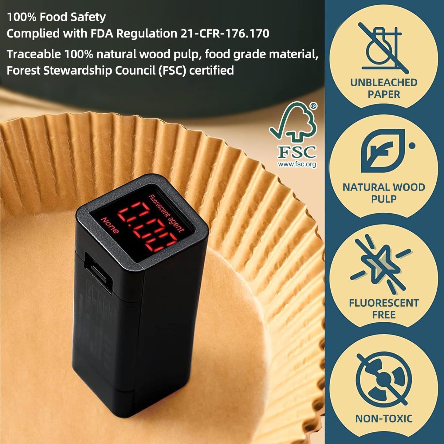 Air Fryer Paper Liners for Dual Zone Airfryer, 200pcs 8.1x5.5 inch Rectangle Disposable Inserts for Ninja Foodi DZ201 DZ401 DZ550 other 8-10 qt 2-Basket Air Fryers, Food Grade BPA Free