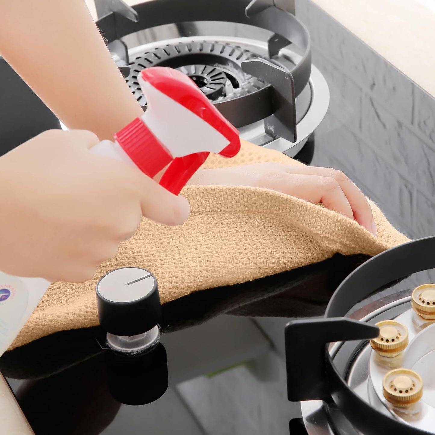 Homaxy 100% Cotton Waffle Weave Kitchen Dish Towels, Ultra Soft Absorbent Quick Drying Cleaning Towel, 13 x 28 Inches, 6-Pack, Apricot