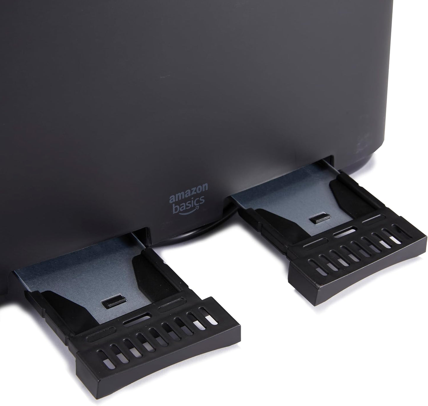 Amazon Basics 4 Slice Toaster, With 7 Browning Settings, Extra Wide Slots For Bagels and Special Breads, Removable Easy-to-Clean Crumb Trays, Cancel/Defrost/Bagel Buttons, 1500W, Black & Silver