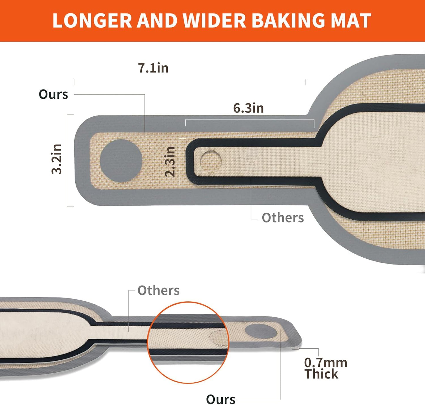 Silicone Bread Sling Dutch Oven Liner, Non-Stick & Easy Clean Reusable Oval Silicone Baking Mat with Long Handles, Easy to Transfer Sourdough - 2 Gray Set