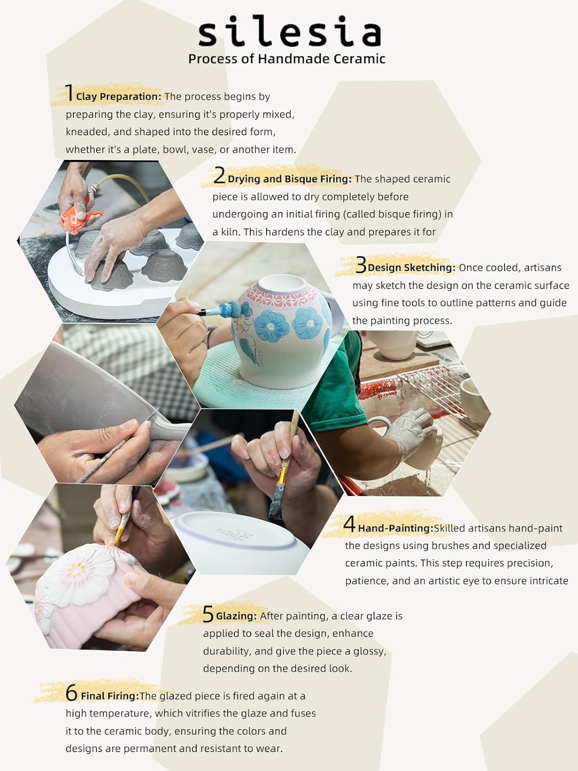 silesia Handmade Honey Jar with Lid, 10 Ounce Ceramic Hand-Painted Honey Containers with Wooden Dipper, Honey Pot Set for Home and Kitchen in Gift Box, Dishwasher Safe, Flowers Red