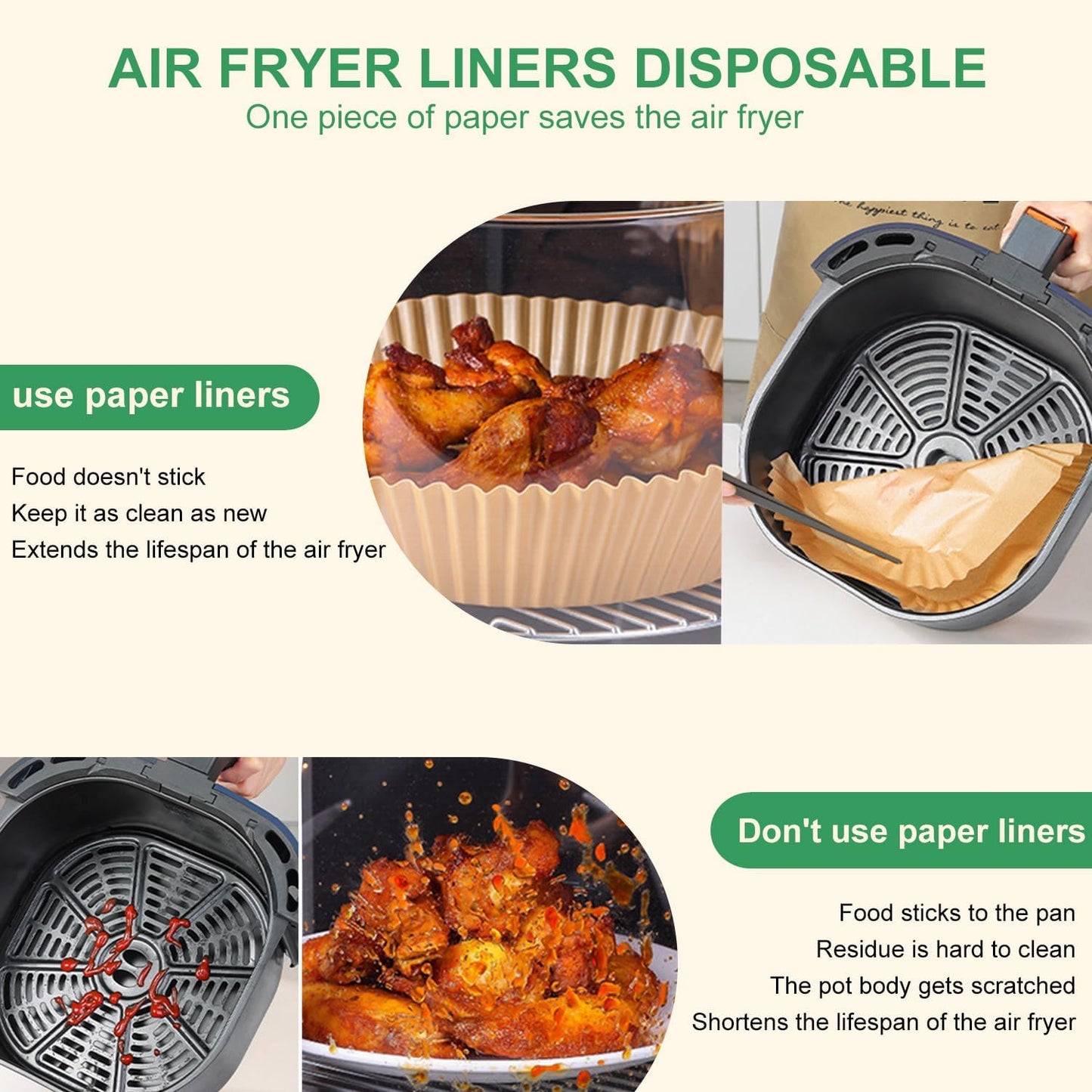 250 Pcs Air Fryer Liners Disposable 8 Inch Square - Paper Liner for 5-8 Qt, Non-Stick Oil-Resistant Parchment Paper for Ovens, Microwaves and Air Fryer Accessories