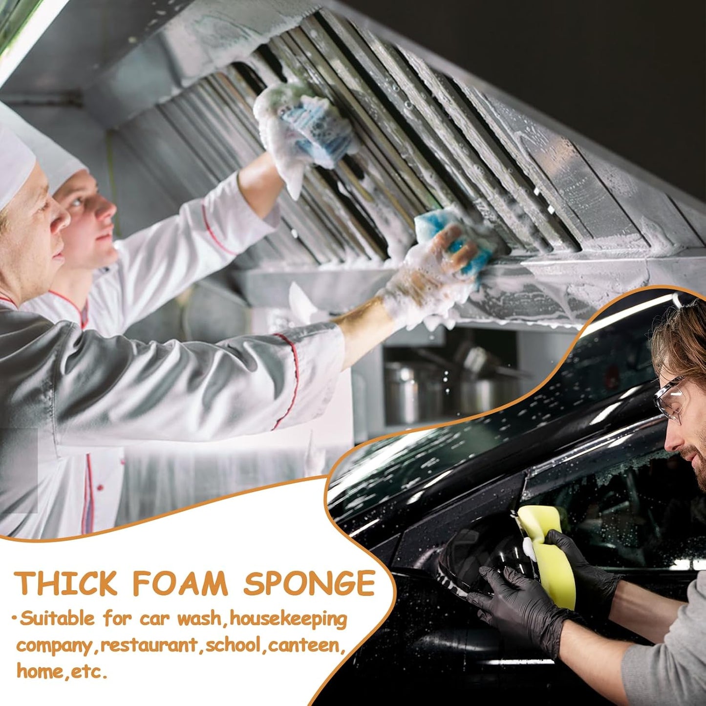 30 Pcs Large Car Wash Sponge, Multi Purpose Car Cleaning Sponge, Non-Scratch Thick Dish Sponge Household Cleaning, High Foam Cleaning Sponge Washing Sponge for Kitchen Bathroom Cars(3 Colors)