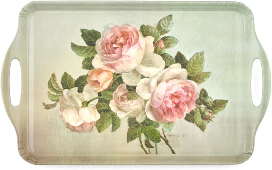 Pimpernel Antique Roses Large Handled Tray - Durable Melamine Serveware with Handles - Dishwasher-Safe Floral Decorative Centerpiece - 18.9" x 11.6" Elegant Tray for Entertaining Guests