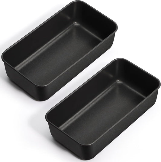P&P CHEF Loaf Pan Set, 9 x 5 Inch Bread Pans, Stainless Steel Loaf Toast Baking Pans For Bread Meatloaf Lasagna Cake, Healthy & Non Toxic, Oven & Dishwasher Safe,(Black, 2Pcs)