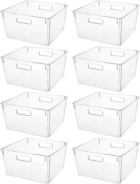Clear Extra Large Plastic Storage Bins, Perfect for Pantry Organizers and Storage Containers Fridge Organizer Plastic Bins Kitchen Organizer Bin for Organizing Under Sink Refrigerator Organization