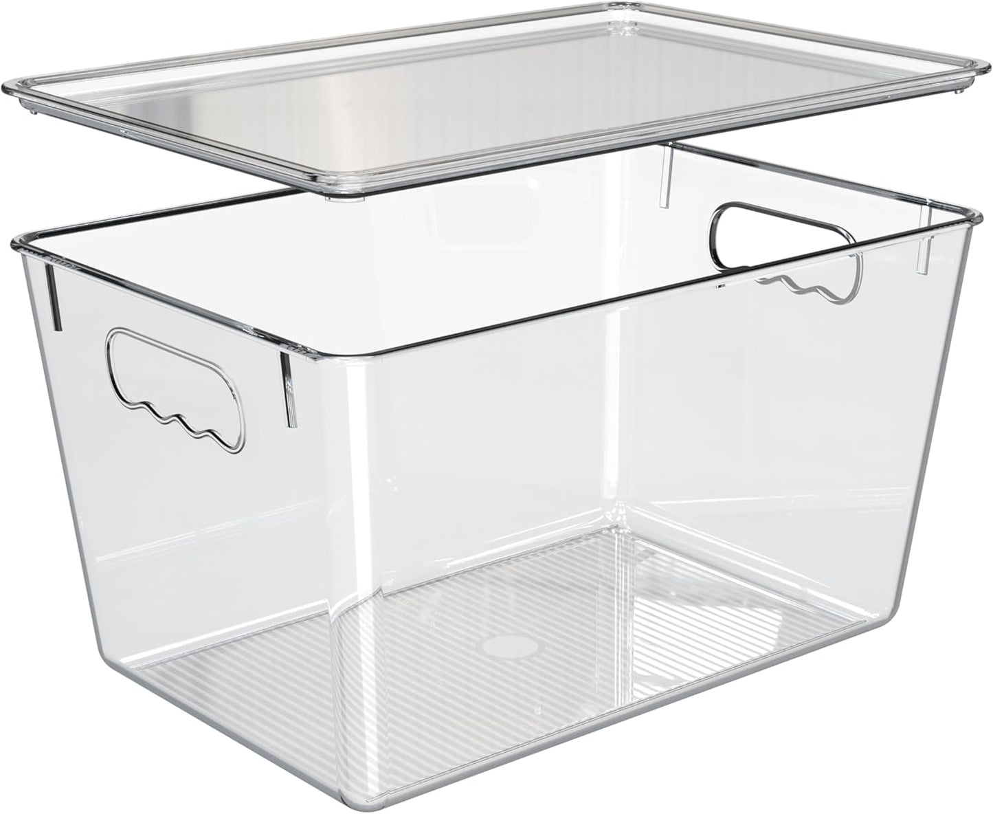 YAN & HIN 6 pcs/set Large Clear Storage Bins with Lids - Stackable, Transparent Pantry Storage with Handles - Nest Nicely for Easy Organization (11 "L x 7.5" W x 6.1 "H)