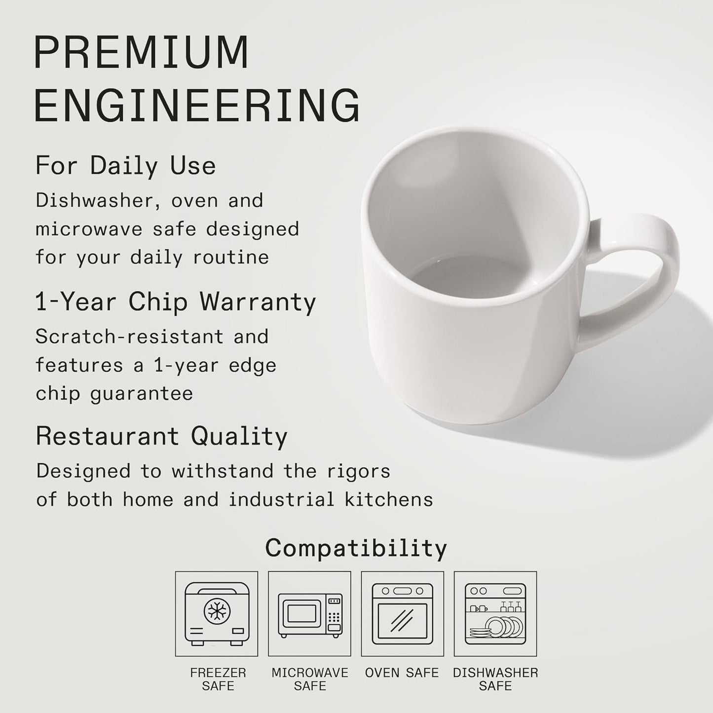 Made In Cookware - Set of 4 - Coffee Mug Set - 12 oz - White - Porcelain England - Dishwasher and Microwave Safe