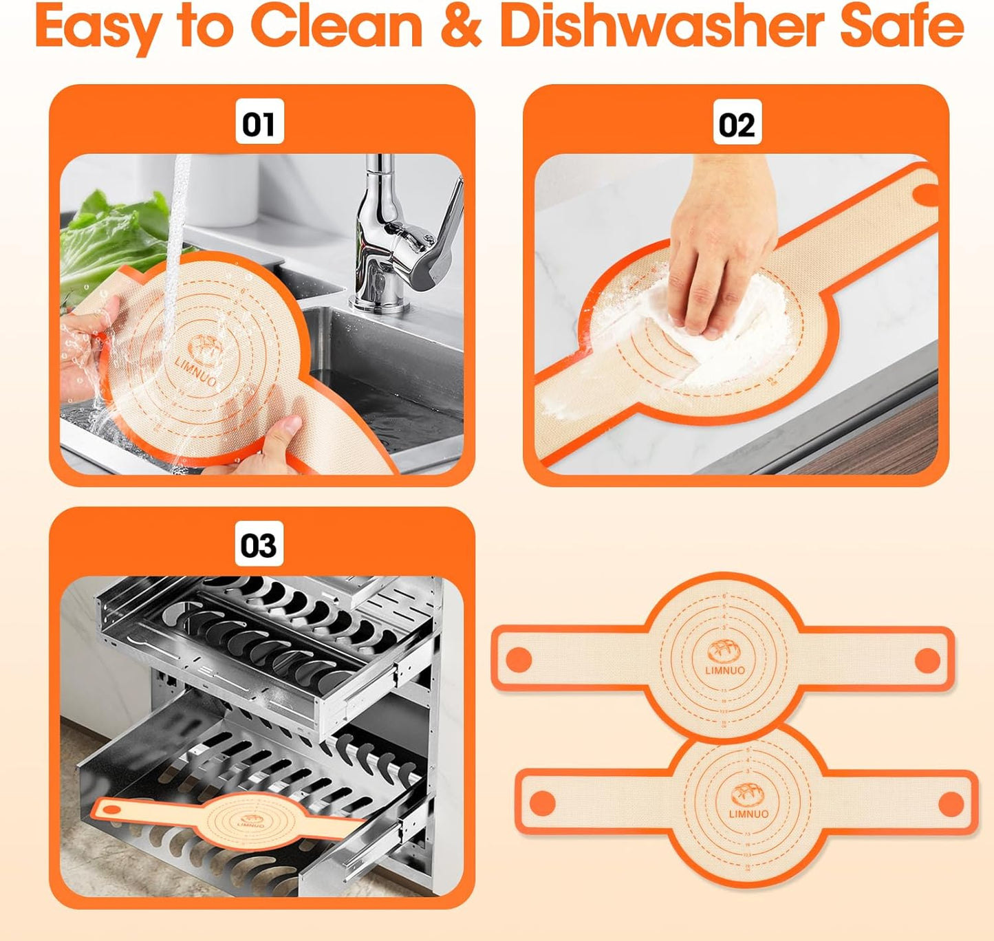 Silicone Bread Sling Dutch Oven，2 PCS Silicone Baking Mat Set，Non-Stick & Easy Clean Reusable Bread Mat With Extra Long Handles, Bread Baking Mat for Sourdough Transfer