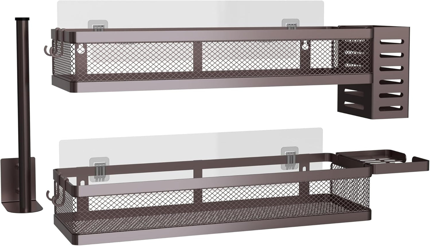 PUSDON Metal Wall Hanging Basket 2 Packs DIY Suitable for Multiple Scenes - Large Bronze Netting Set