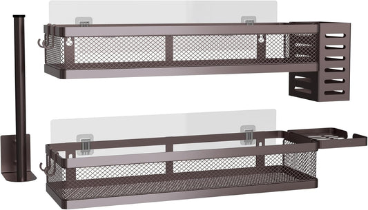 PUSDON Metal Wall Hanging Basket 2 Packs DIY Suitable for Multiple Scenes - Large Bronze Netting Set