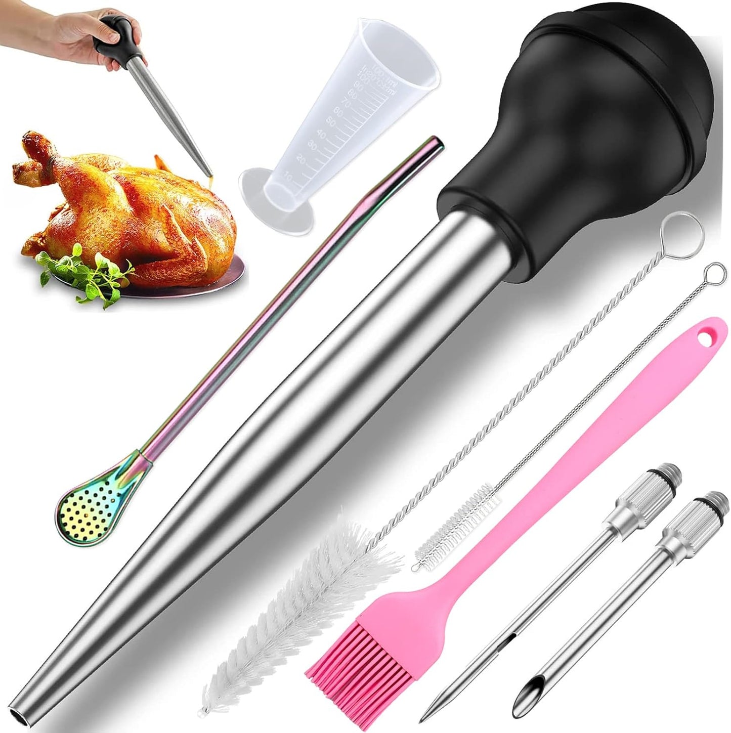Turkey Baster Syringe Turkey Injector Cooking Seasoning Pump Commercial Grade Roast Duck Turkey Roast Cream Pump