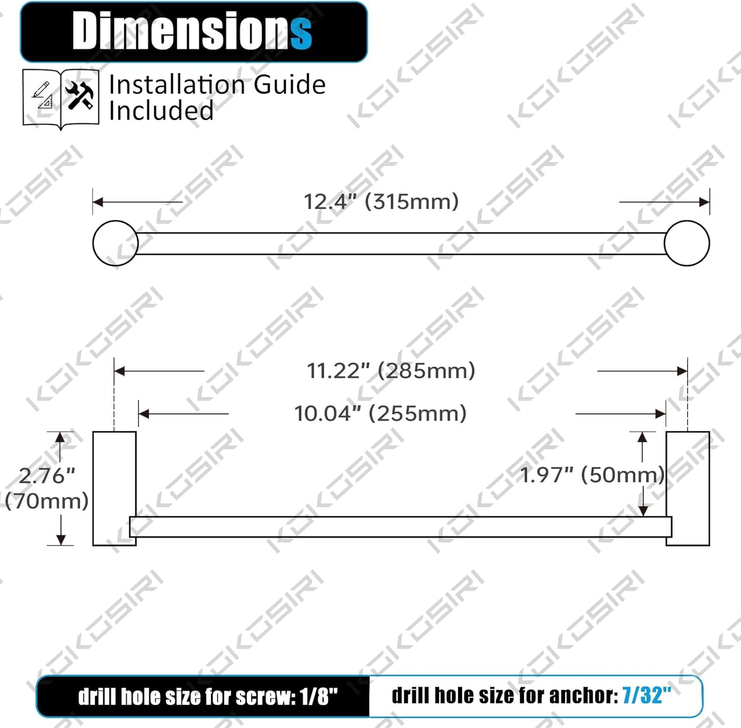 KOKOSIRI Bathroom Towel Holder 12-Inch Hand Towel Bars Wall Mounted Bathroom Hardware Accessories Oil Rubbed Bronze Stainless Steel, B4007ORB-L12