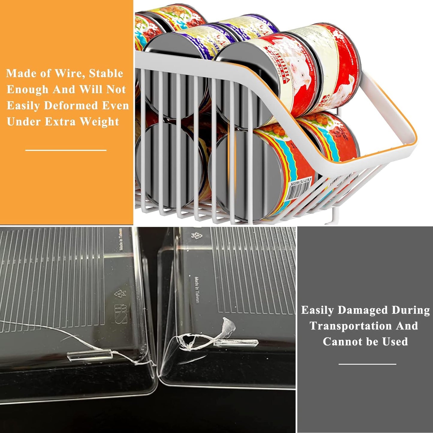 GILLAS 4 Pack Stackable Soda Can Organizer for Refrigerator, Can Holder Dispenser, Canned Food Storage Rack for Fridge, Kitchen, Countertops, Cabinets, White