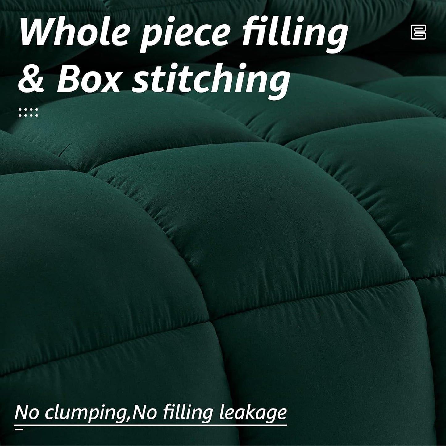 HYLEORY All Season Full Size Bed Comforter - Cooling Down Alternative Quilted Duvet Insert with Corner Tabs - Winter Warm - Machine Washable - Emerald Green