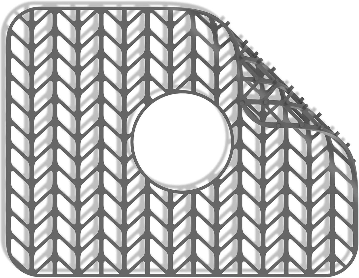 GUUKIN Sink Protectors for Kitchen Sink Grid 16-3/16" X 12-1/2", Centered Drain for Single Sink Bowl with Corner Radius 4-11/16" Kitchen Mat
