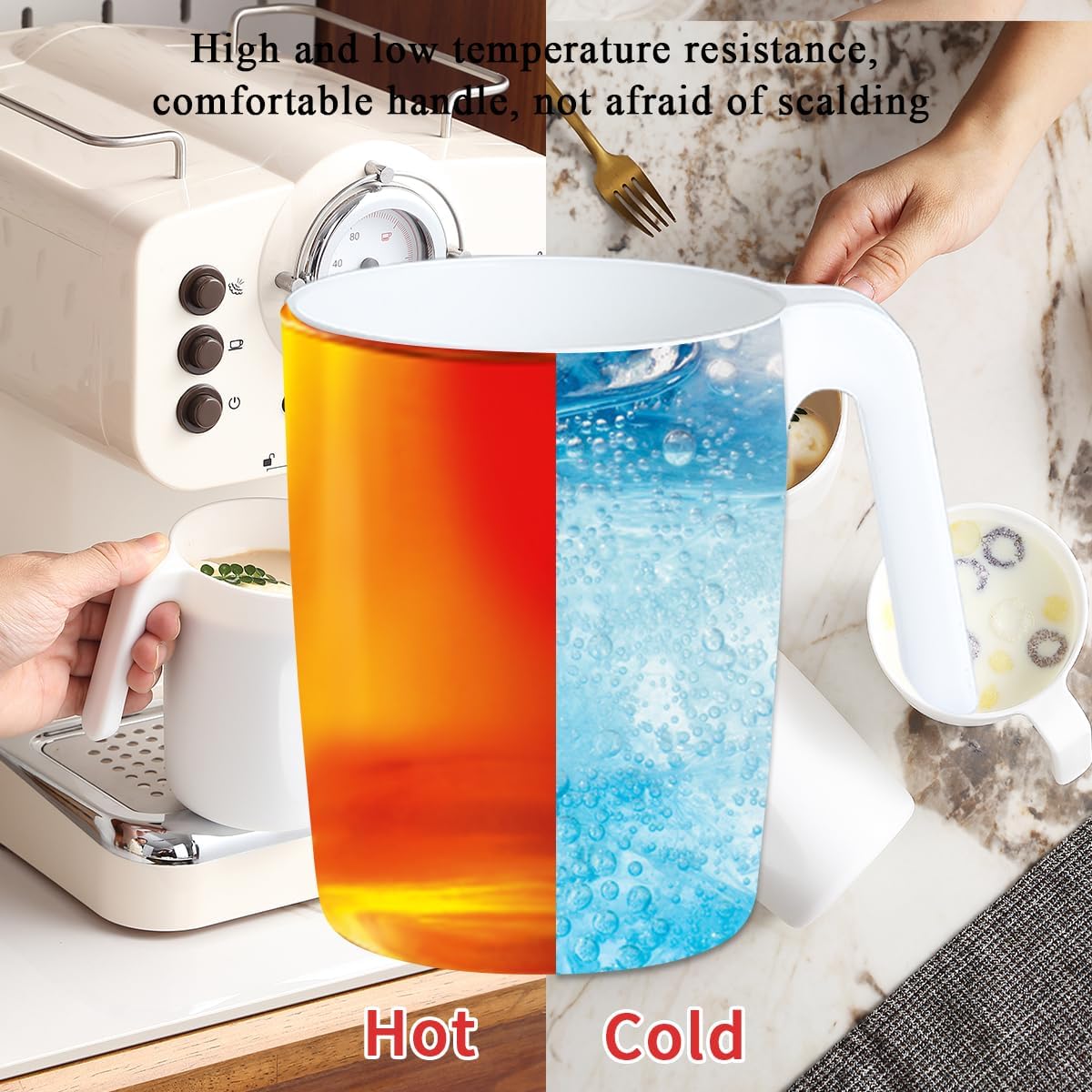 Kyraton Plastic Mug Set 12 Pieces, White Unbreakable And Reusable Light Weight Travel Coffee Mugs Espresso Cups Easy to Carry And Clean, Dishwasher Safe