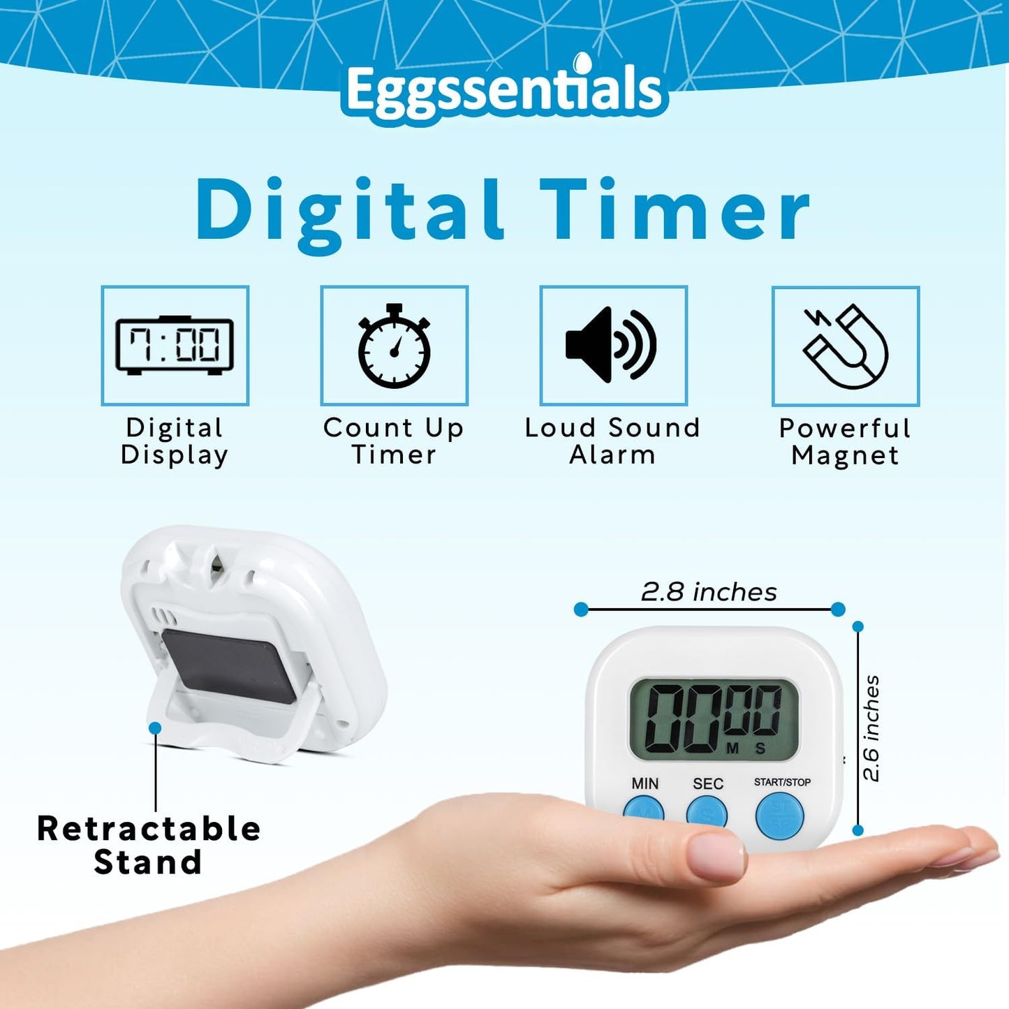 Kitchen Timers for Cooking and Baking with Big Digital Numbers and Loud Alarm Used in Cooking, Classroom, and Office.