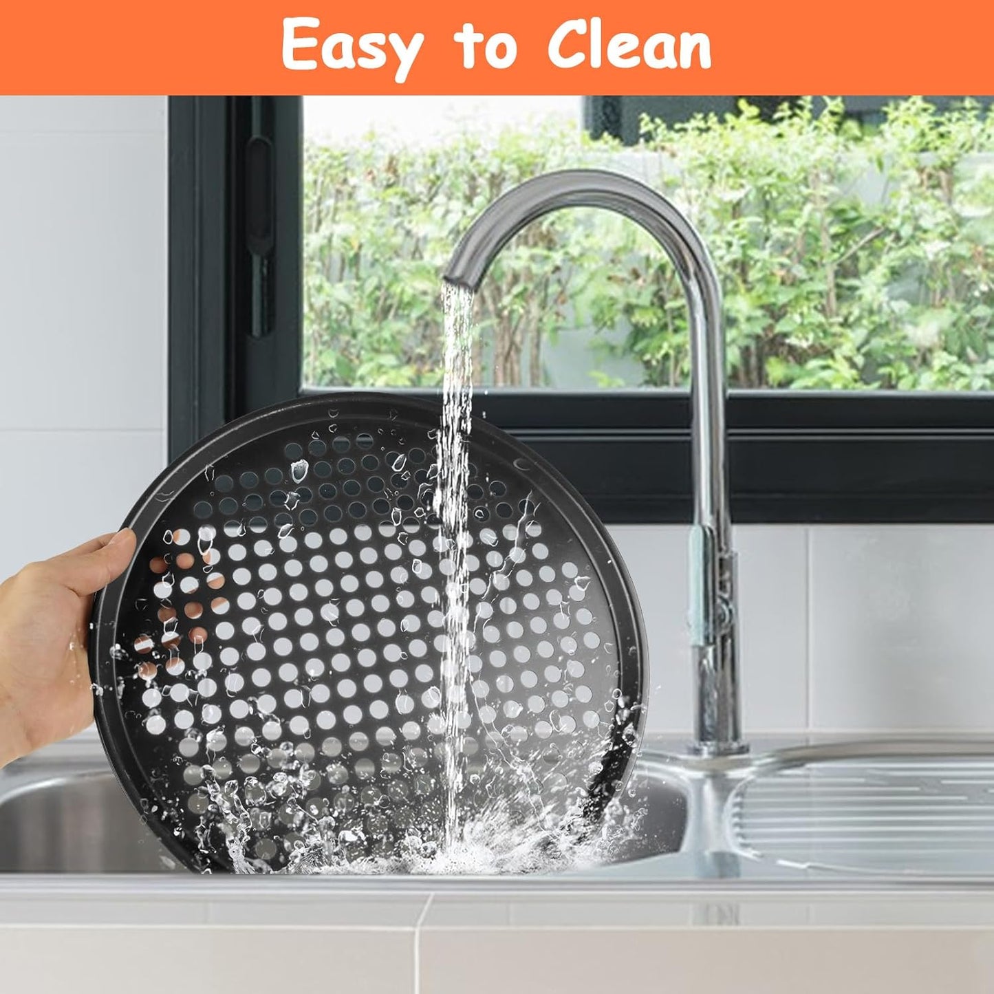 6PCS Pizza Pan with Holes 12 inch Round Pizza Pan Set Nonstick Pizza Baking Pan Carbon Steel Pizza Tray Black Pizza Crisper Pan for Home Baking Kitchen