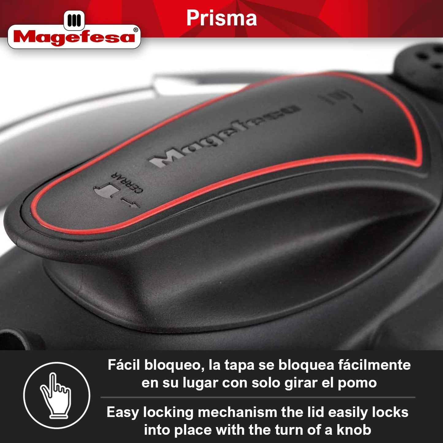 MAGEFESA Prisma Pressure Cooker, 4.2+6.3 Qt, 18/10 Stainless Steel, Easy Lock, Induction Compatible, 5 Safety Systems, 11.6 PSI