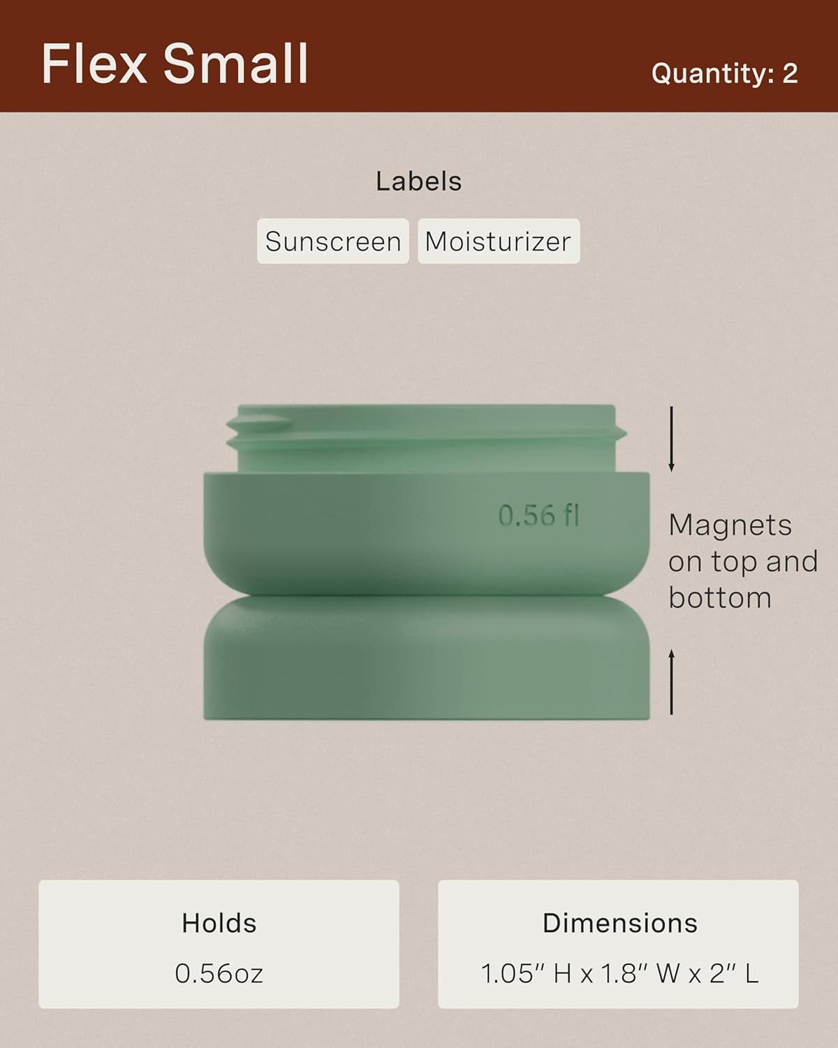 Cadence Travel Containers - Full Skincare Set - Magnetic Containers with Lids,Carry On Travel Essentials For Women/Men - 2 Small (0.56oz), 4 Medium Capsules (1.32oz), & Extender (1.43oz) - Charcoal