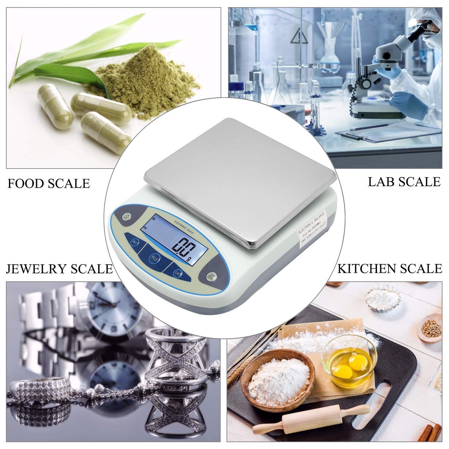 CGOLDENWALL Lab Scale 15kgx0.1g Digital Precision Scale Electronic Balance Laboratory Weighing Industrial Scale Kitchen Counting Scale Scientific Scale Calibrated 110V (15kg, 0.1g)
