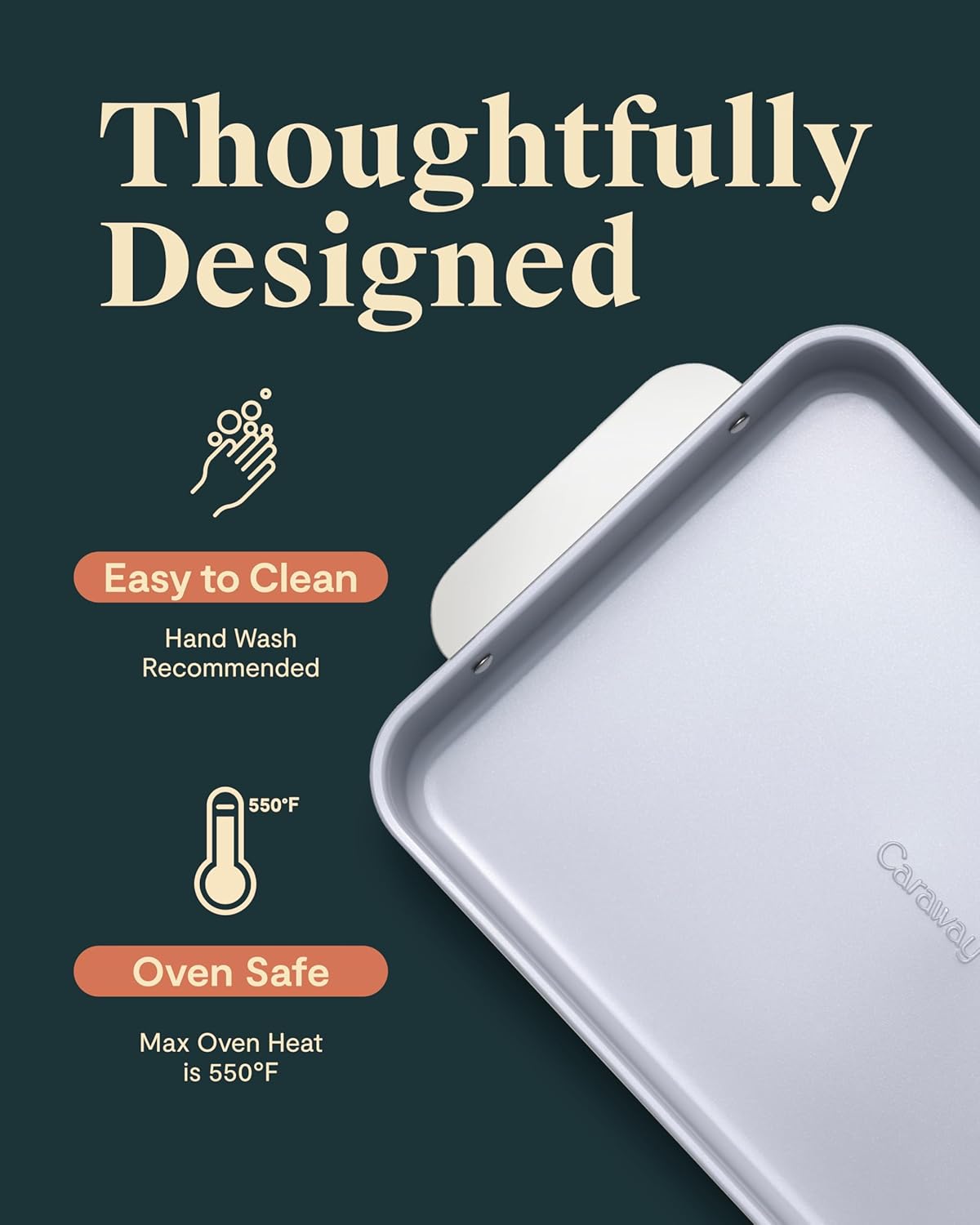 Caraway Non-Stick Ceramic 9”x13” Rectangle Pan - Naturally Slick Ceramic Coating - Non-Toxic, PTFE & PFOA Free - Perfect for Brownies, Lasagnas, and More - Slate