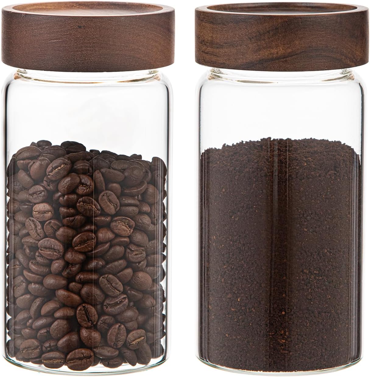 Glass Coffee Jars with Top Screw Lid Round Food Storage Canister Clear Glass Jar for Pantry Sugar Tea Coffee Bean Spice Nuts Cookies Bath Salts (2×550ml(18oz))
