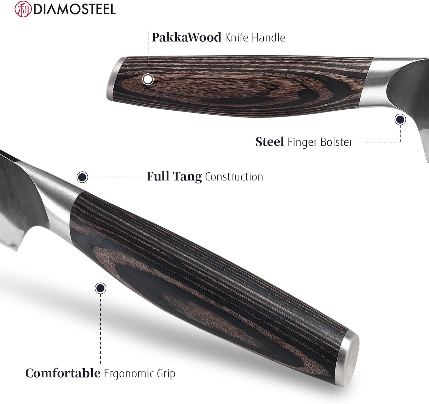 Nakiri Knife - 6.5-Inch Professional Kitchen Knife - Hammered Black Oxide Blade 9CR18MOV High Carbon Stainless Steel Sharp Chef's Knife - Ergonomic Pakkawood Handle with Present Box